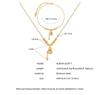 Elegant Geometric Fu Character Gourd Necklace & Anklet Jewelry Set in Titanium Steel