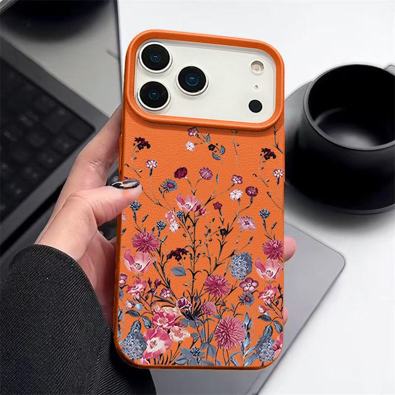 Little Flowers Printed Leather Texture TPU Case For iPhone 17 17e 16e 16 15 Pro Max 14 13 12 Pro Max 11 Air Silicone Phone Cover