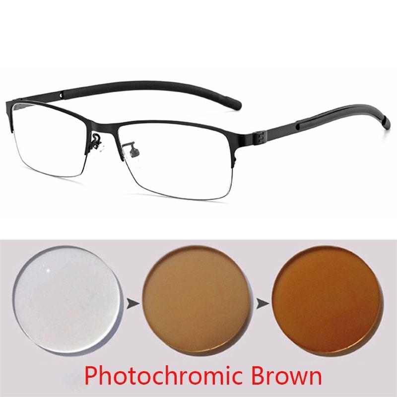 Titanium Alloy Photochromic Myopia Eyeglasses Women Men Prescription Spectacles Eyewear -0.5 -0.75 -1 -1.25 -1.5 -2 -2.5 To -6