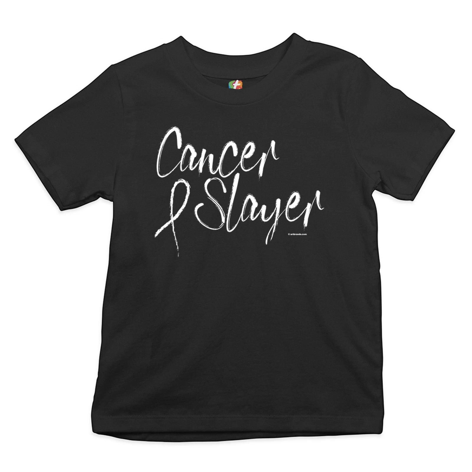 Cancer Slayer Youth kids boys T-Shirt Breast Cancer Awareness Ribbon Hope Healing Kids 110