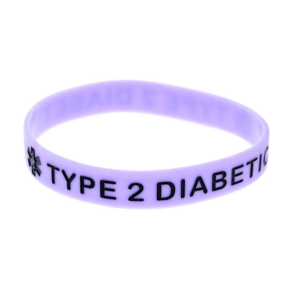 1PC Medical Alert TYPE 2 DIABETIC Silicone Bracelet Type 2 Warning Medical Sports Wrist Strap