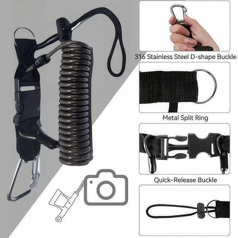Diving Camera Anti Loss Rope Stainless Steel Hanging Spring Rope Gopro Sports Camera Lanyard Flashlight Ropes For Camera
