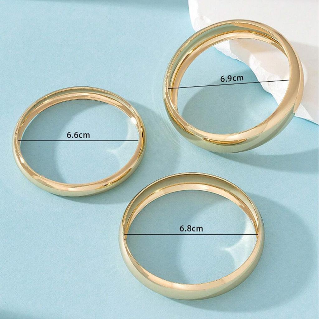 Złoty Gładki Krąg, Duży, Średni i Mały, Personalizowana Szeroka Bransoletka, Modny Zestaw, Przesadzona Bransoletka, Ta Sama Bransoletka dla Mężczyzn i Kobiet
