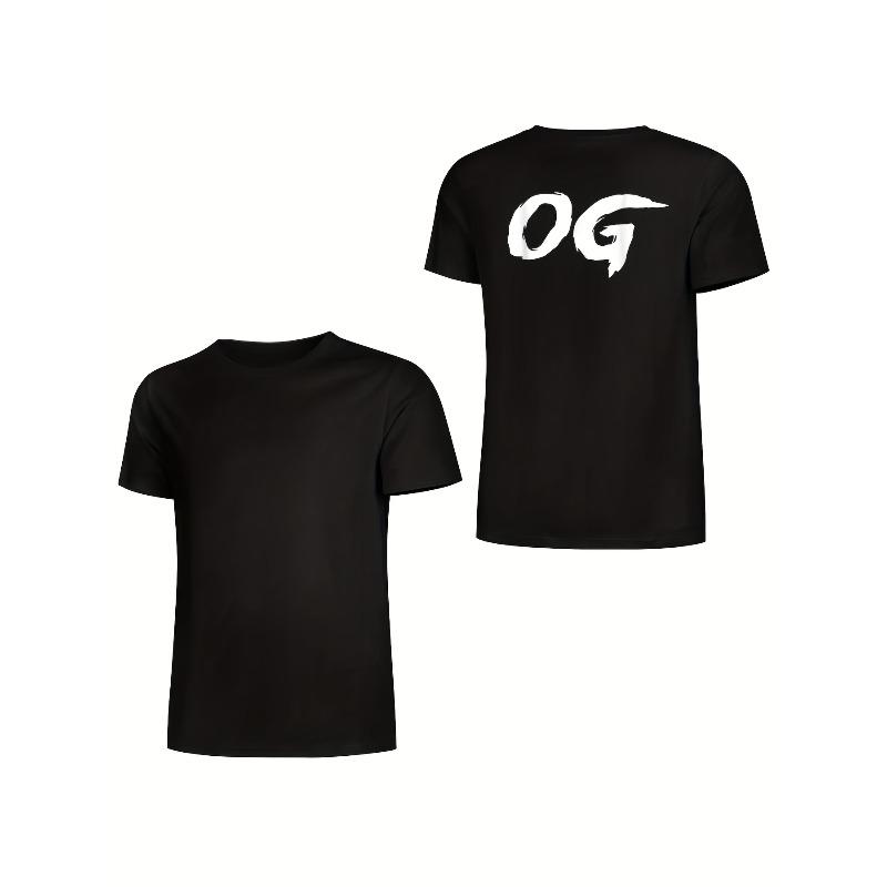 European sizes Men'S OG Graphic Back Print T-Shirt - Bold White Lettering on Black, Casual Streetwear Tee with Round Neck & Short Sleeve
