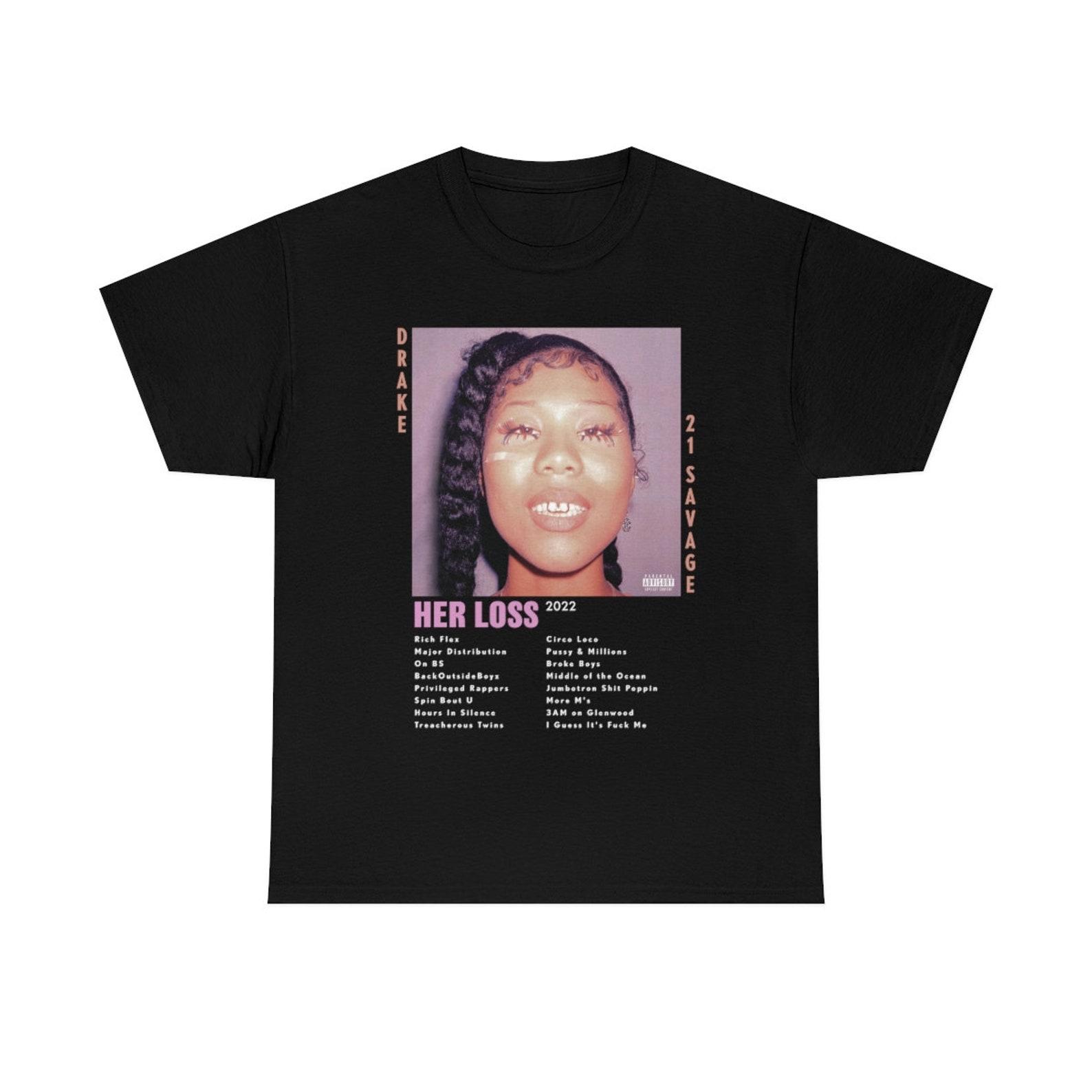 Drake 21 Savage Her Loss T-Shirt | Rap Tee | Short-Sleeve Unisex Black Vintage Style 21 Savage Drake Her Loss Graphic T-Shirt 4XL
