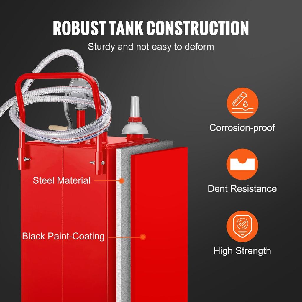 30 Gallon Fuel Caddy, Fuel Storage Tank on 2 Wheels, Portable Gas Caddy with Manuel Transfer Pump, Gasoline Diesel Fuel Container for Cars, Lawn