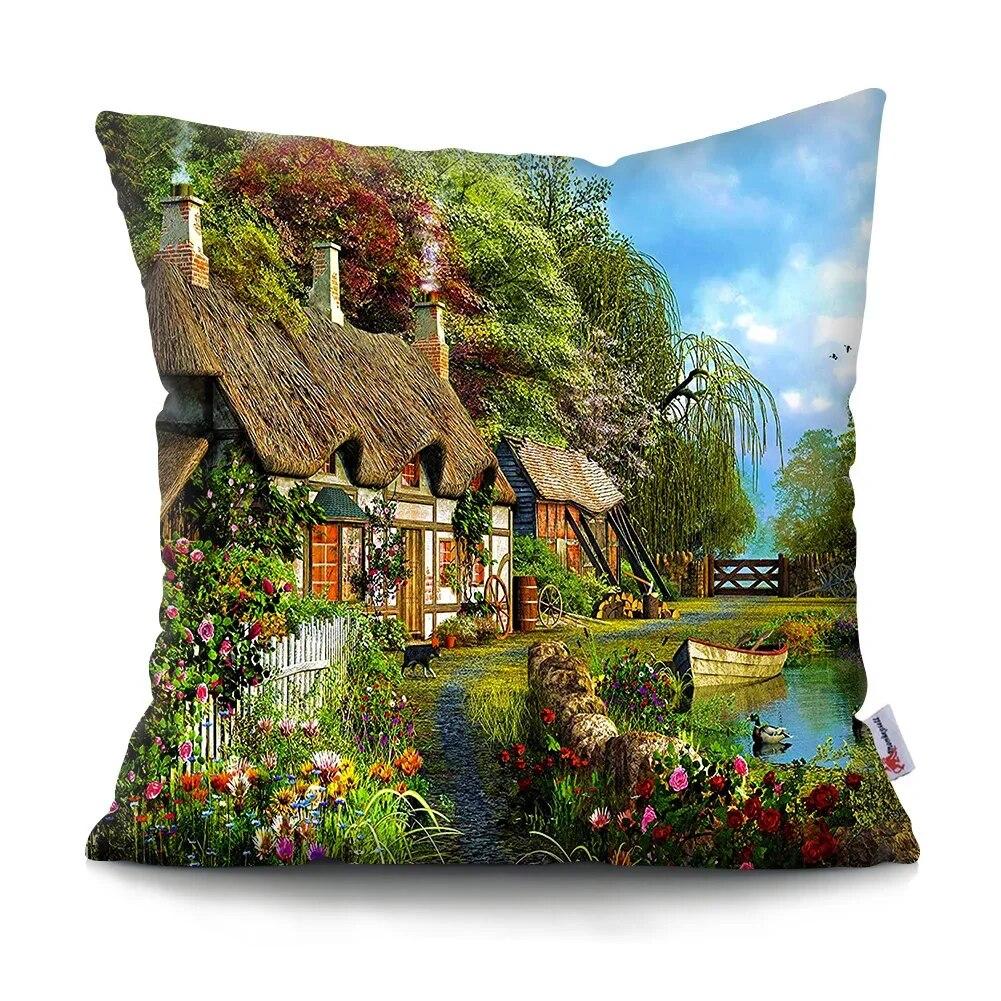 Neverland Ranch Rustic Landscape Pillowcase Polyester Print Sofa Chair Bed Cushion Cover Room Home Decor Embrace Pillowcase