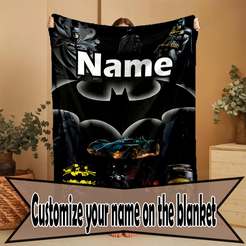 Custom Name Personalized Batman Print Blanket, Home Decor, Bedroom, Sofa, Camping, Couch, Gifts for Birthday Christmas
