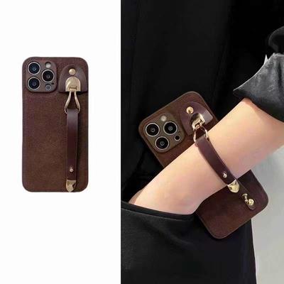 Luxury Fashion Leather Wristband Case For iPhone 15 14 13 12 11 Pro Max X XS XR XS Max Soft TPU Cover