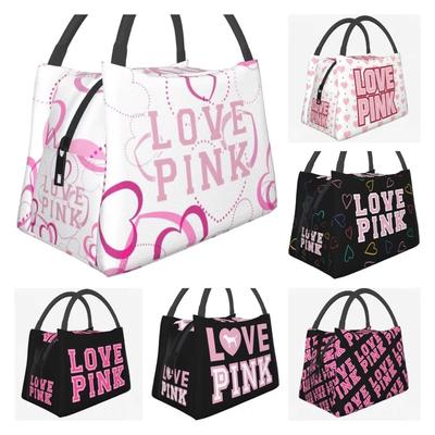 Liebe Rosa Herz Damen Secert Isolierte Lunchtasche Wiederverwendbare Wasserabweisende Bento Tragetasche Tragbare Lunchtaschen