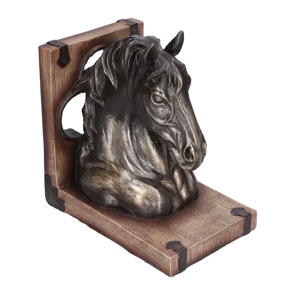 Wielofunkcyjna rzeźba głowy konia, żywiczne podpórki do książek z koniem do domu, biura, salonuBS20900 Brązowy koń