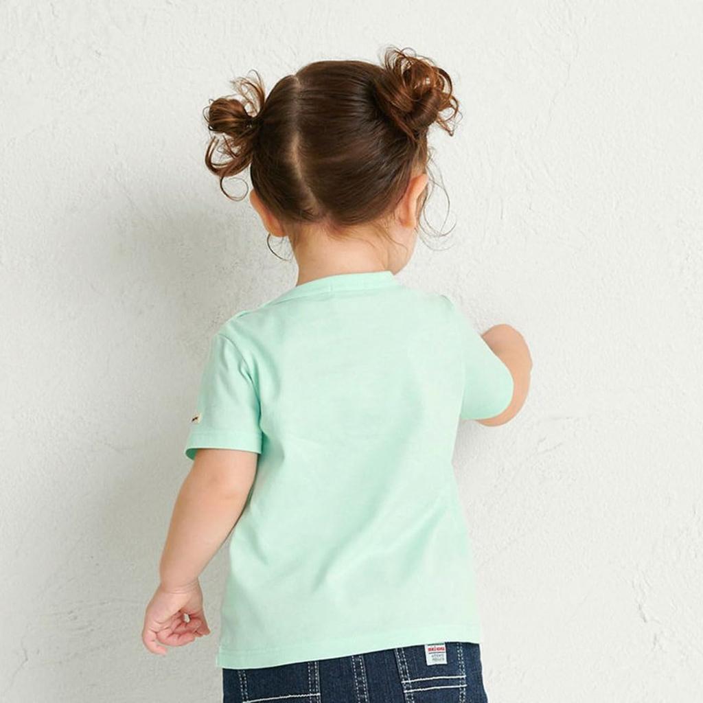 MIKI HOUSE HOT BISCUITS Short Sleeve Ice for Boys and T-Shirt, Green, 90cm, Girls, 70-5210-683