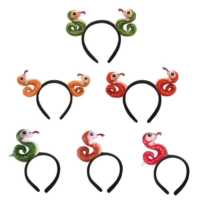 Grünes Schlangenkopfband für Neujahrsfreuden Weicher Stoff Kopfschmuck Verstellbare Kopfbedeckungen Bequemes Haaraccessoire