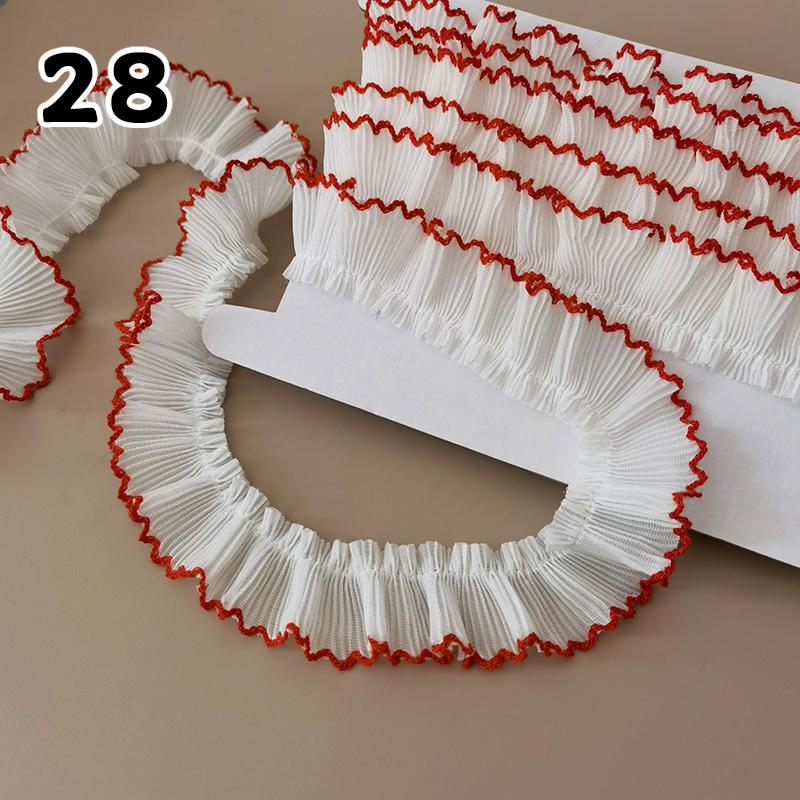 1M Lace Ribbon Sheer Chiffon Elastic Ruffle Ribbon Lace Trim for Dress Diy Apparel Sewing Fabric Wedding Party Accessories New