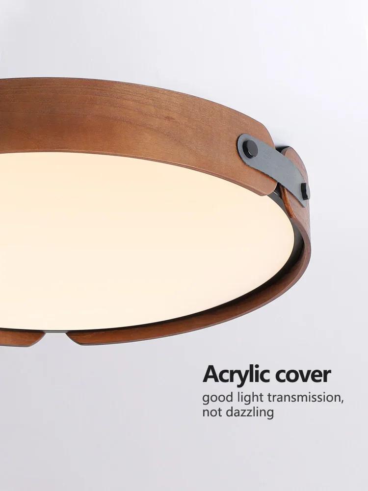 Japanese retro creative walnut ceiling light modern home circular room lighting master bedroom dining room Nordic lighting