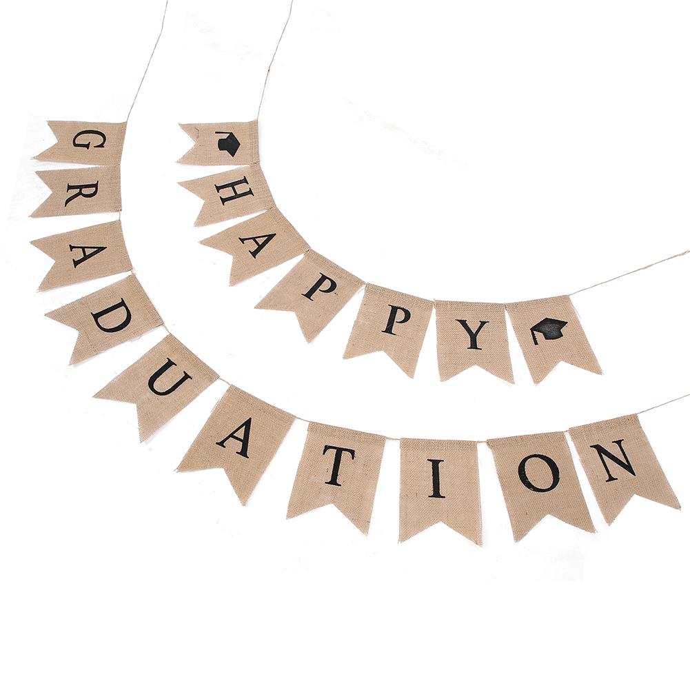 Burlap Banner Rustic Vintage Graduation Decorations Grad Party Decor for College High School