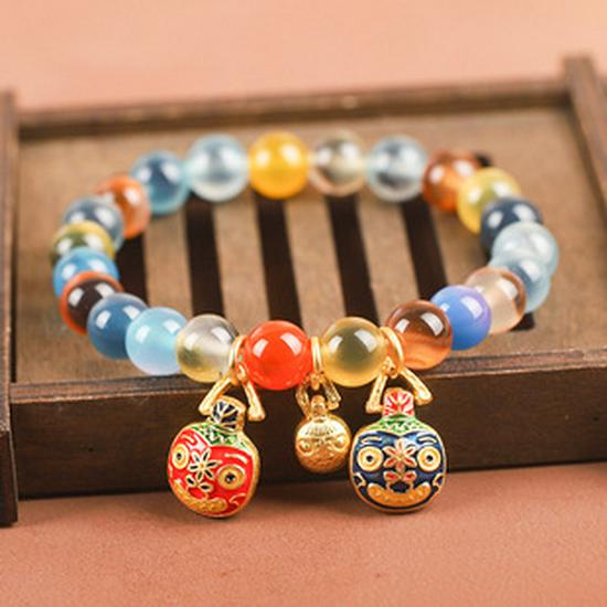 Incense Ash Glaze Bracelet: Classic Style with Gold Thread, Handcrafted Single Circle Jewelry