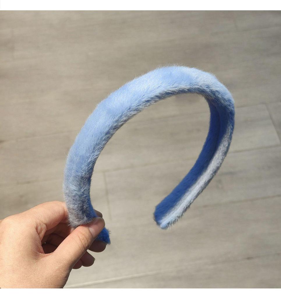 Imitation Mink Fur Wide Edge Headband for Women - Autumn/Winter Face Washing Accessory