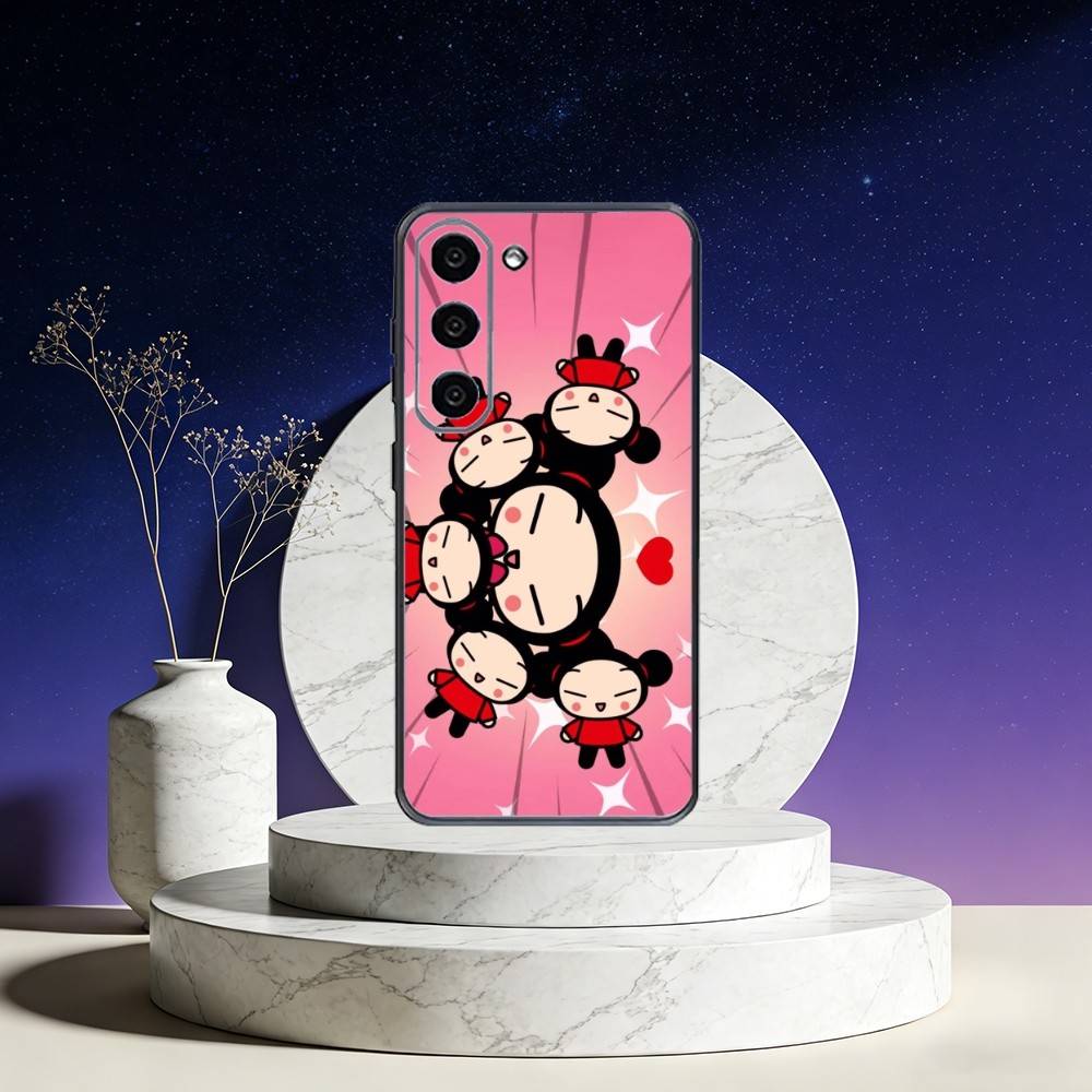 Pucca Cute Love Phone Case For Samsung Galaxy A73,A72,A71,A70,A53,A52,A51,Others Soft Black Cover