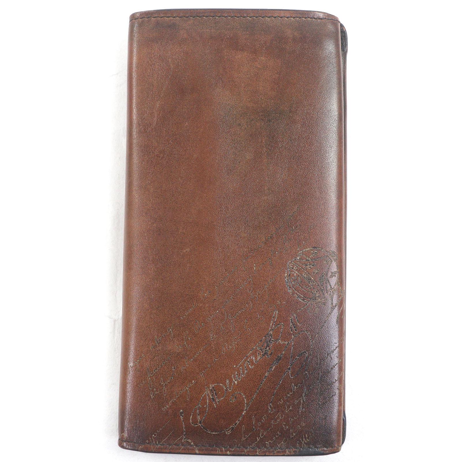 

Great BERLUTI Purse Calligraphy script Brown leather mens Used