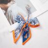 Silk Scarf Keychain with Horseshoe Buckle and Ribbon Bow for Bags and Cars