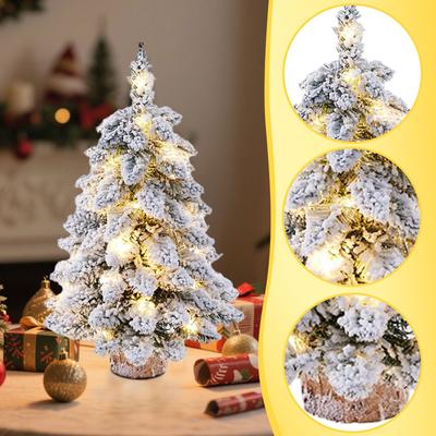 Christmas Falling Snow Flocked Christmas Tree Small Tree Decoration Desktop Ornaments