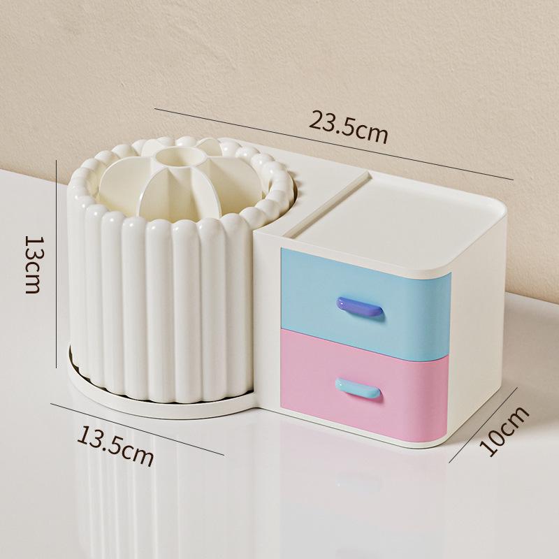 Rotating Cosmetic Organizer: Makeup Brush, Skincare, Lipstick & Pen Holder for Home or Dorm Desk