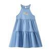 PawinPaw Girls' Cartoon Bear A-Line Denim Dress