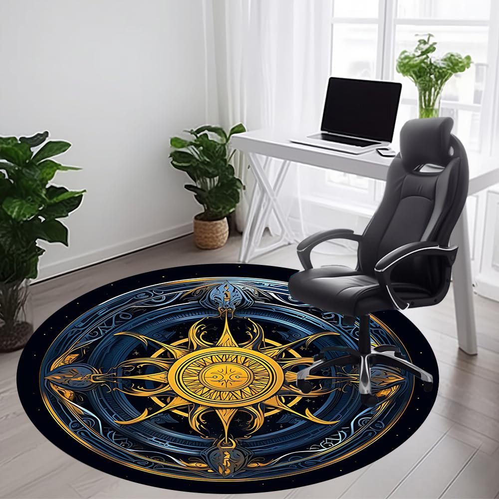 1PCCelestial Mandala Office Round Area Rug,  Mat Suitable For Office, Under Office Chairs Bedroom Living Room Home Decor, Room Deco