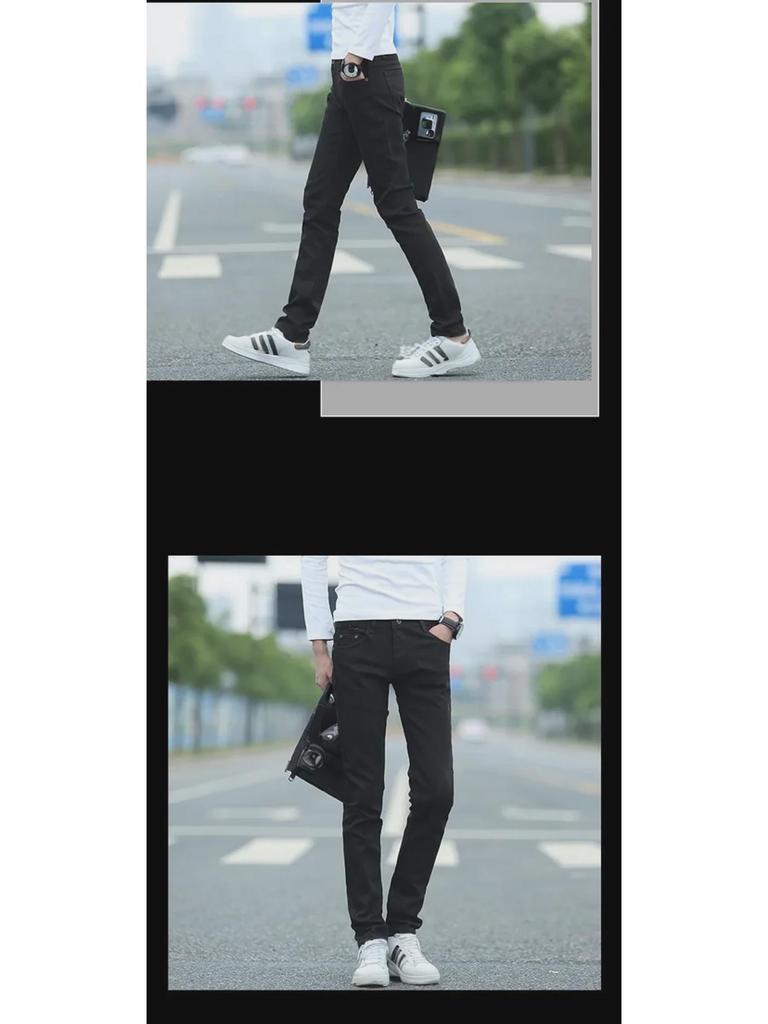 Pánské slim fit plus sametové zateplené skinny džíny v korejském stylu