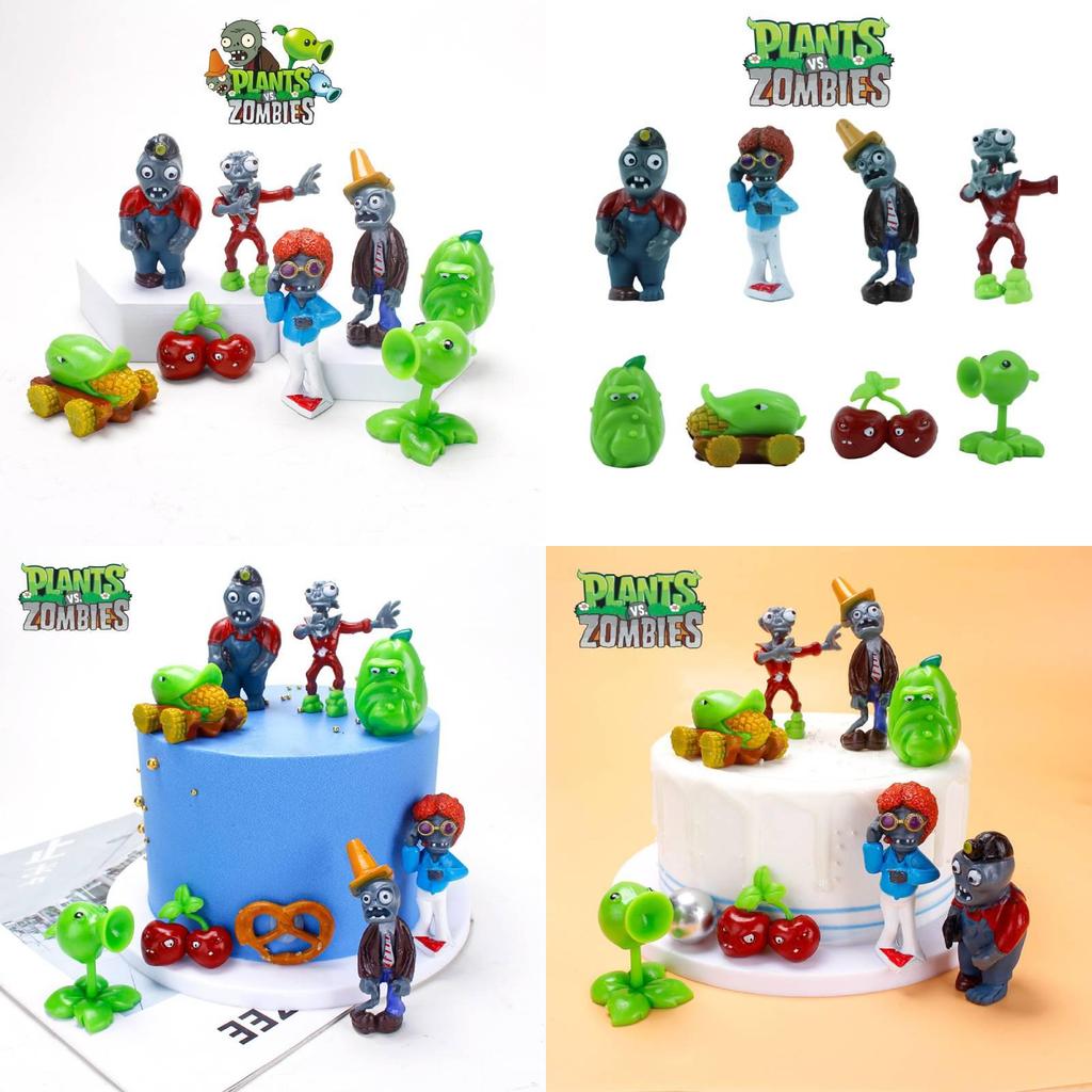 Plant Vs. Zombie Birthday Cake Decoration Peashooter Bomb Cherry Iron Bucket Zombie Cake Ornament