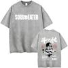 Washed Vintage Anime Soul Eater Black Star Graphic Tshirt Mens Retro Manga T Shirt Men Women Fashion Casual Oversized Tshirts