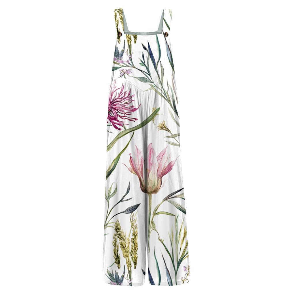 Tuta Casual da Donna Senza Maniche con Stampa Floreale in Cotone