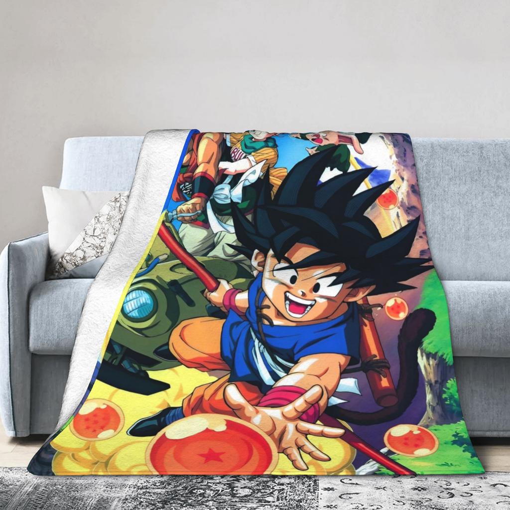 Anime DBZ Knitted Blankets Flannel Lightweight Thin Throw Blankets for Home Couch Bedspread