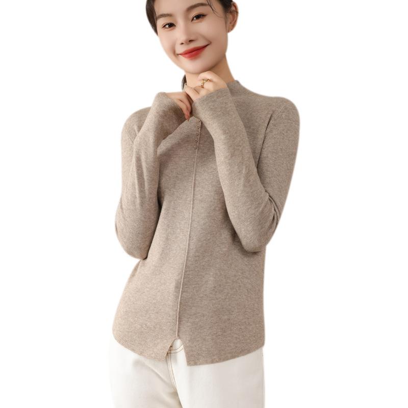 Autumn and Winter Women's Half-high Neck Slim Solid Colour Warm Bottoming Knitwear