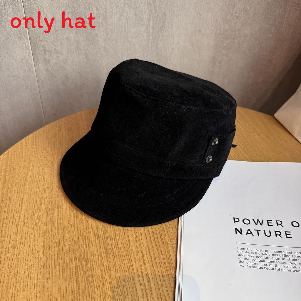 Fashion Solid Color Suede Women Casual Flat Top Hat For Autumn Winter And