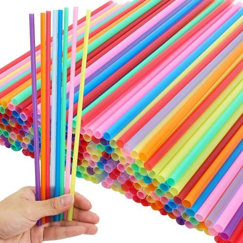 Reikoeppy 1000pcs 10.3 inch Disposable Plastic Straws, Extra Long, Assorted Bright Colors for Party Use