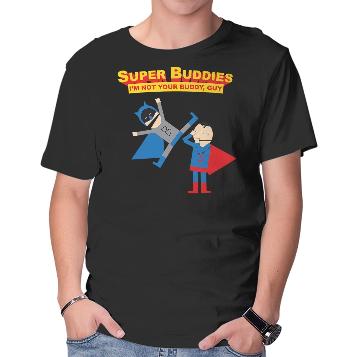 Unisex Crew Neck T-Shirt Super Buddies Graphic Short Sleeve Casual Tee XXL