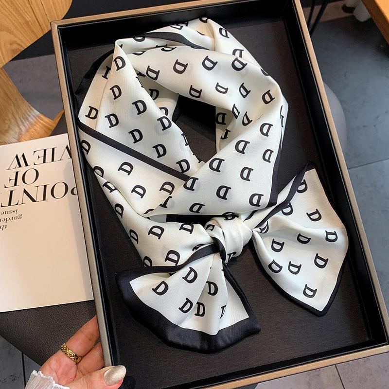 Long Small Silk Scarf Women's Autumn and Winter Versatile Thin and Narrow Scarf with Shirt Fashion Headband New Decorative Scarf