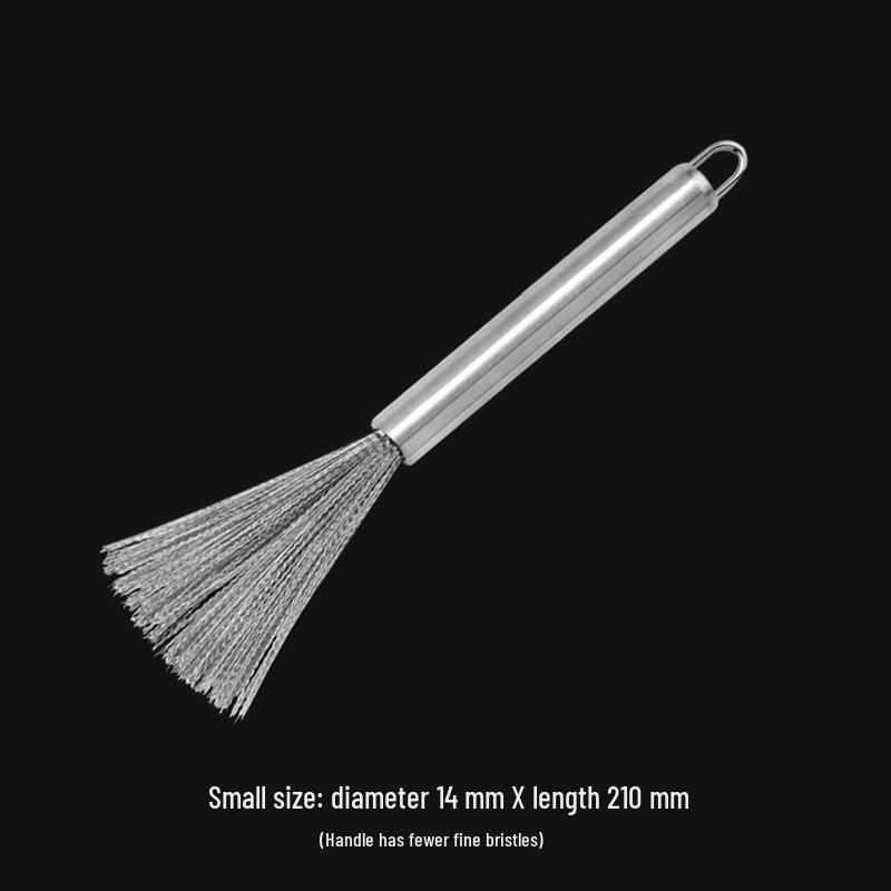 Stainless Steel Pot Brush - Non-Scratch, Long Handle Cleaning Brush with Steel Wool Ball