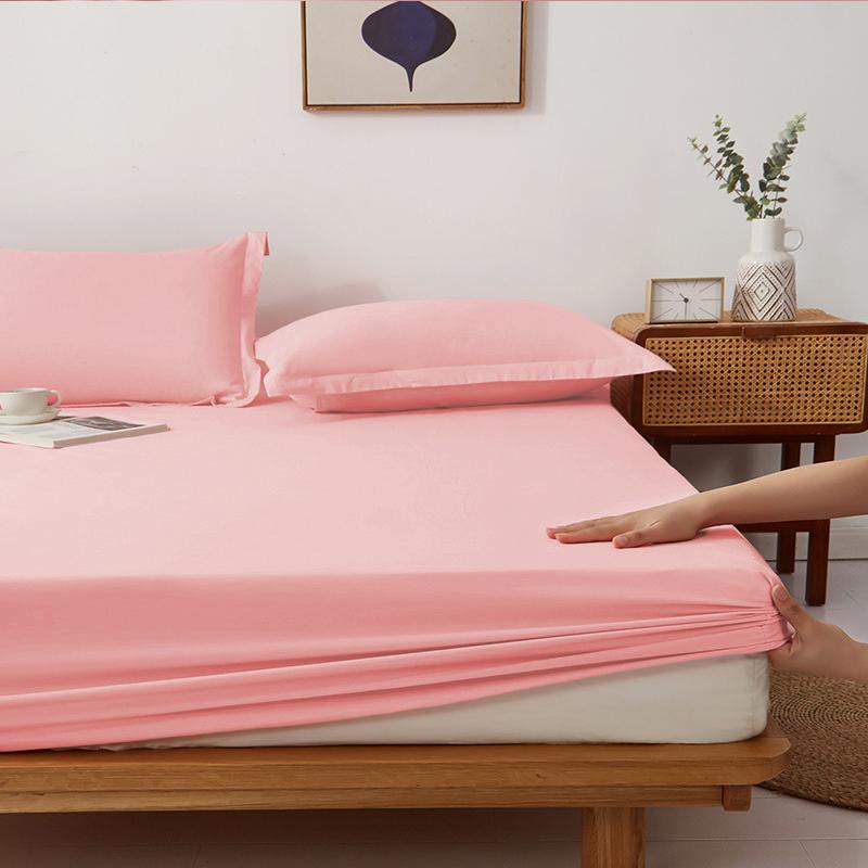 2025Solid Color Bed Sheet Single Piece Skin-Friendly Plain Bed Cover Bed Sheet Non-Slip Mattress Protector