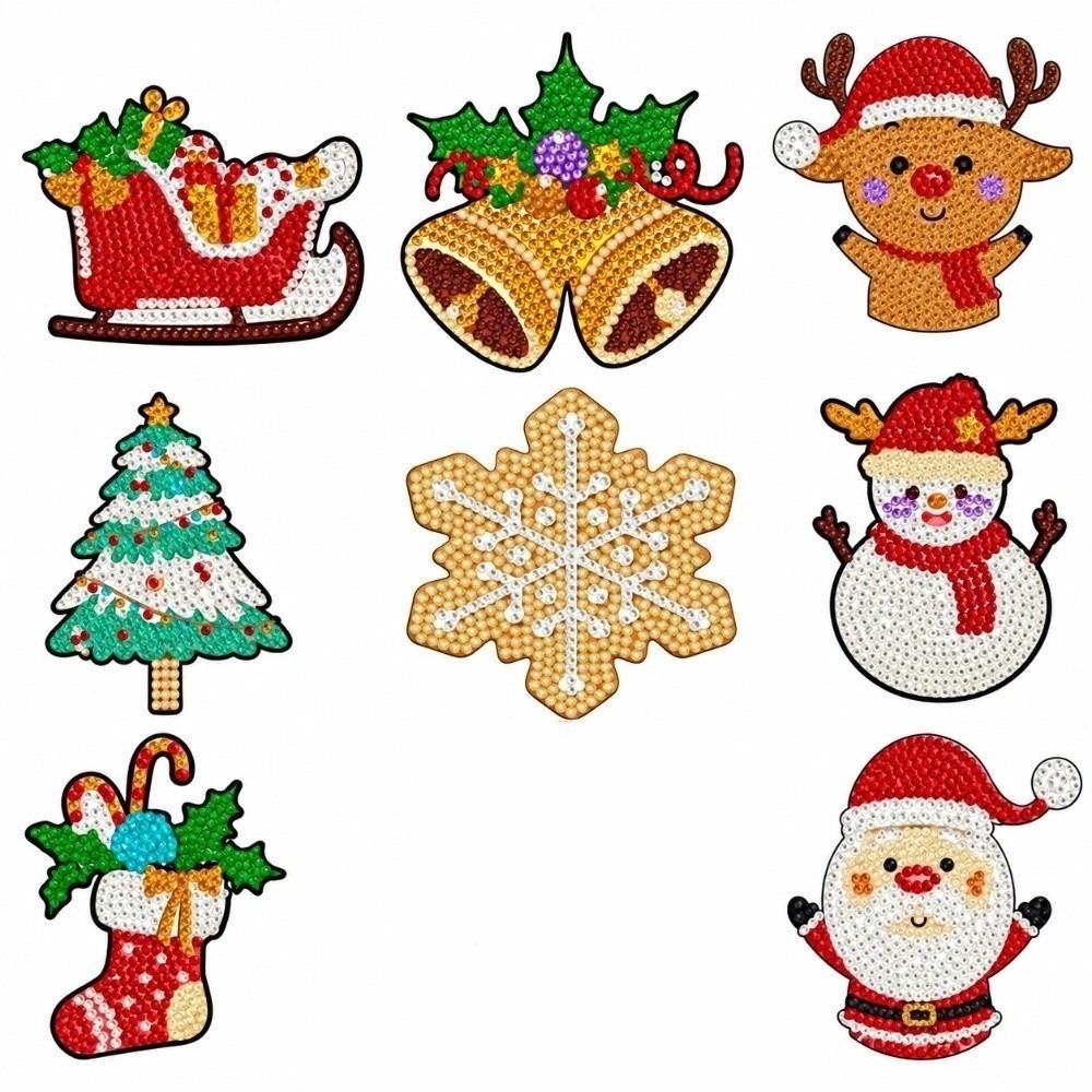 8Pcs with Metal Stand Round Art Coasters Entry-level Coaster Kit DIY Painting Coasters Gift