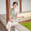 1011 summer new fashion improved young girl elegant new Chinese sleeveless long cheongsam slim and thin