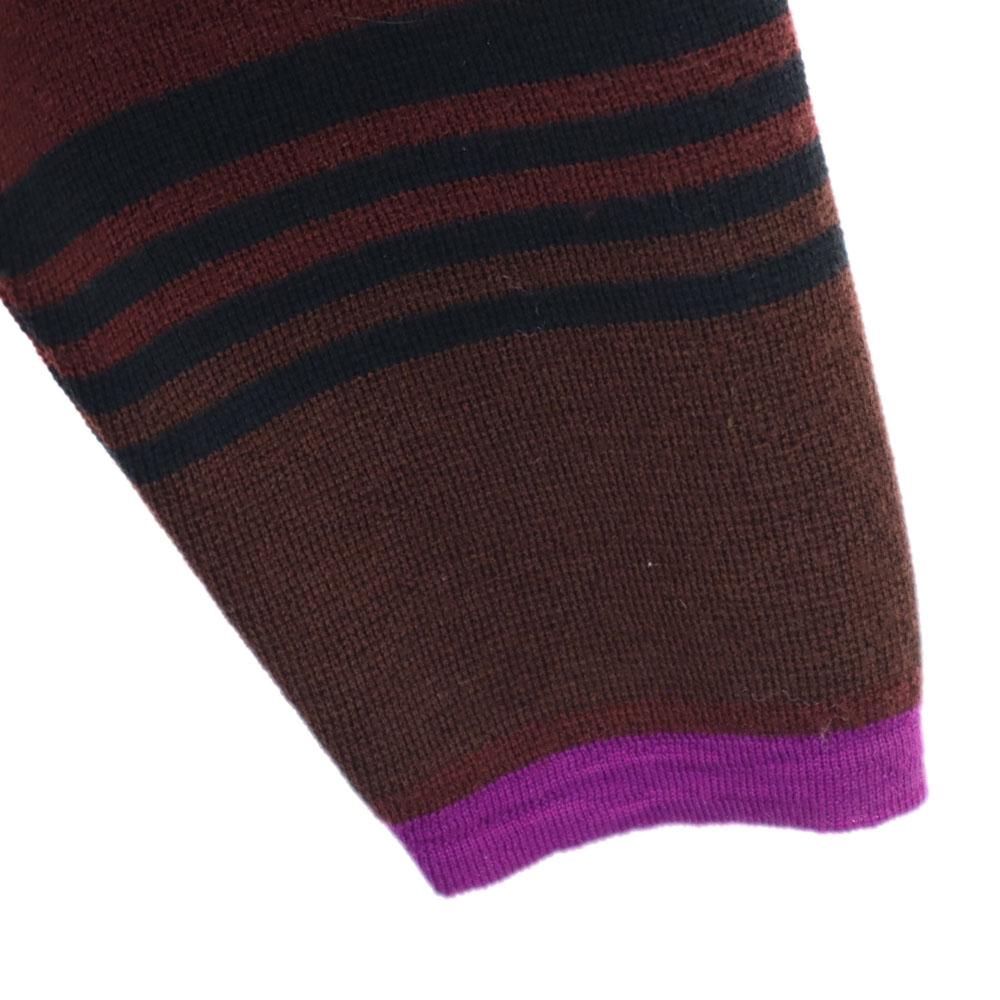 LANVIN Border Pattern Long sleeve knit cardigan 40 Brown etc Women Used