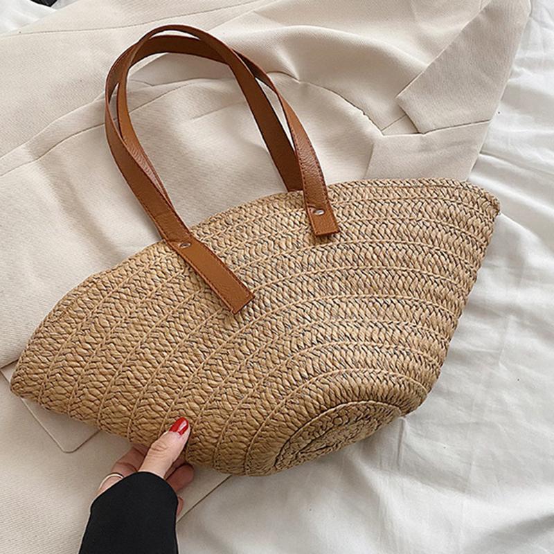 Yogodlns Sommertasche mit großer Kapazität für Damen, neuer Stil, kleine gewebte Damentasche, modische Umhängetasche, Gemüsekorb, vielseitig, aus Stroh gewebt