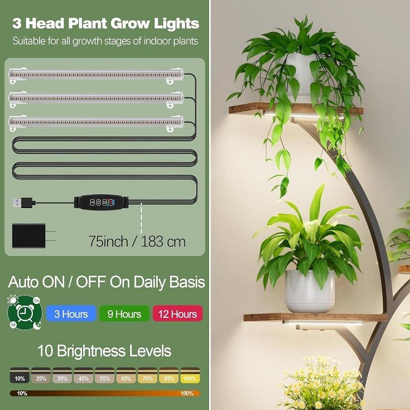 1PC LED Plant Growth Light Filling Light USB Timing Intelligent Dimming Sunlight Full Spectrum Flower Stand Plant Light Strip