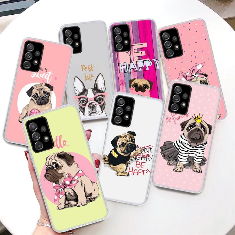 Love Pugs Cute Dog Phone Case For Samsung Galaxy A16 A26 A36 A56 A15 A14 A13 A12 A55 A54 A53 A25 A24 A23 A35 A34 A33 A05S A04S A