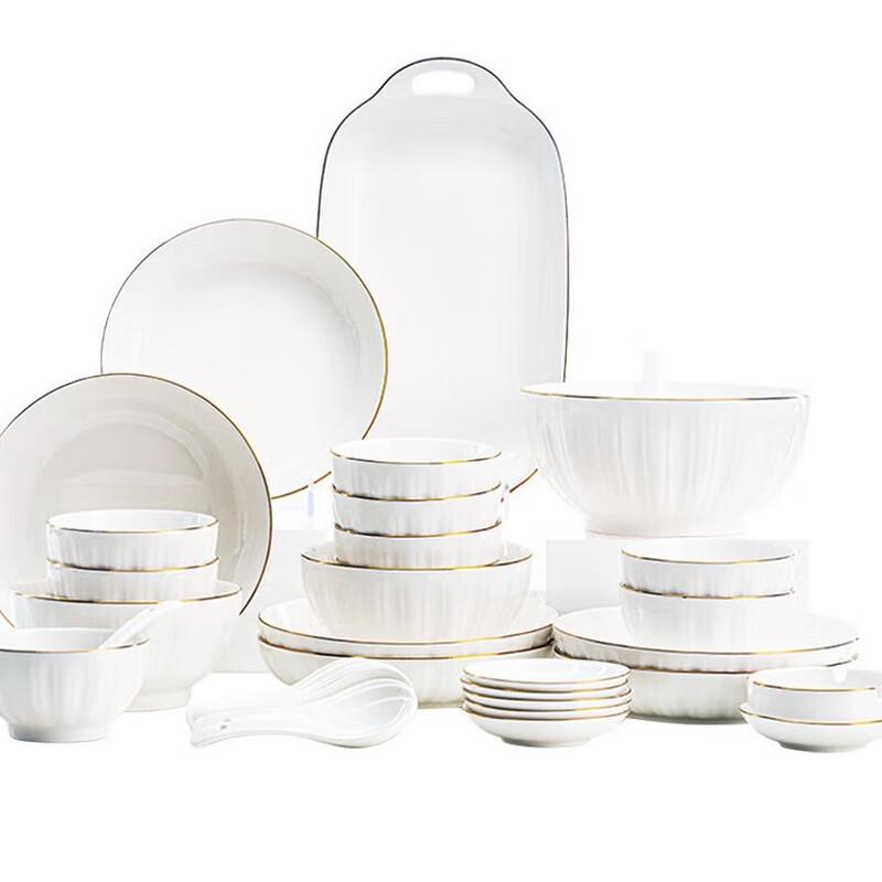 Zhishe Plain Moon Ceramic Dinnerware Set, 48-Piece