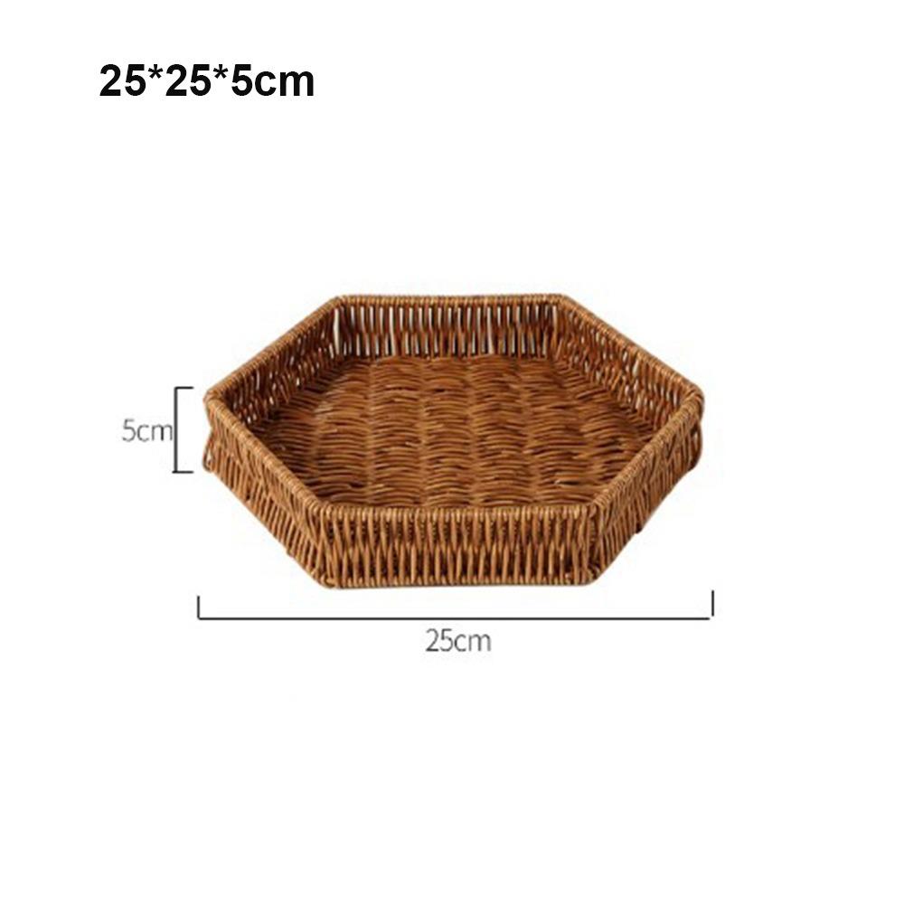 Hardness Handwoven Rattan Wicker Handwoven Khaki Bread French Fry Plate 10 Styles Tabletop Display Rattan Basket
