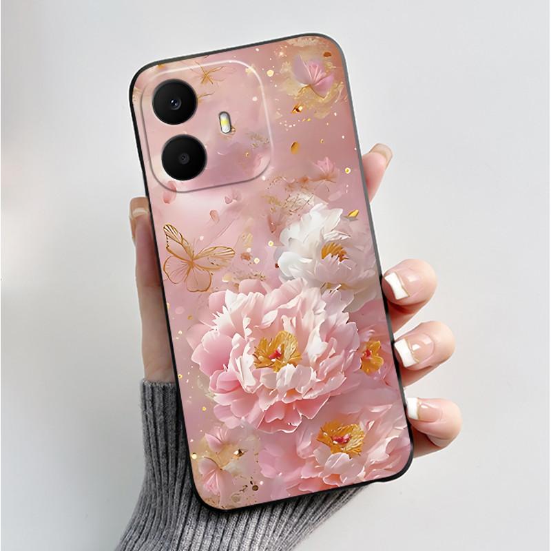 For TCL K70 4G 5G Case Luxury Fashion Butterfly Flower Black Soft Silicone Bumper Cover for TCL K70 Power T522A T522E Phone Case